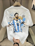 100% Cotton Heavyweight Short-Sleeve T-Shirt—Unisex Round-Neck, Loose-Fit Messi Style