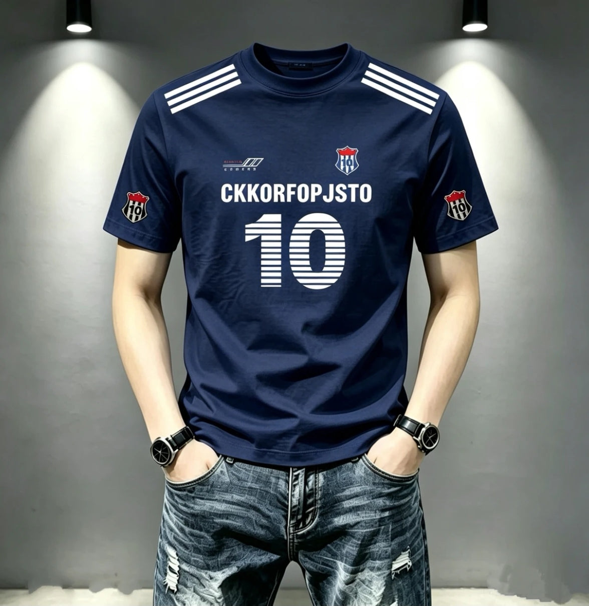 World Cup Soccer Print Round-Neck Short-Sleeve T-Shirt: Trendy and Versatile