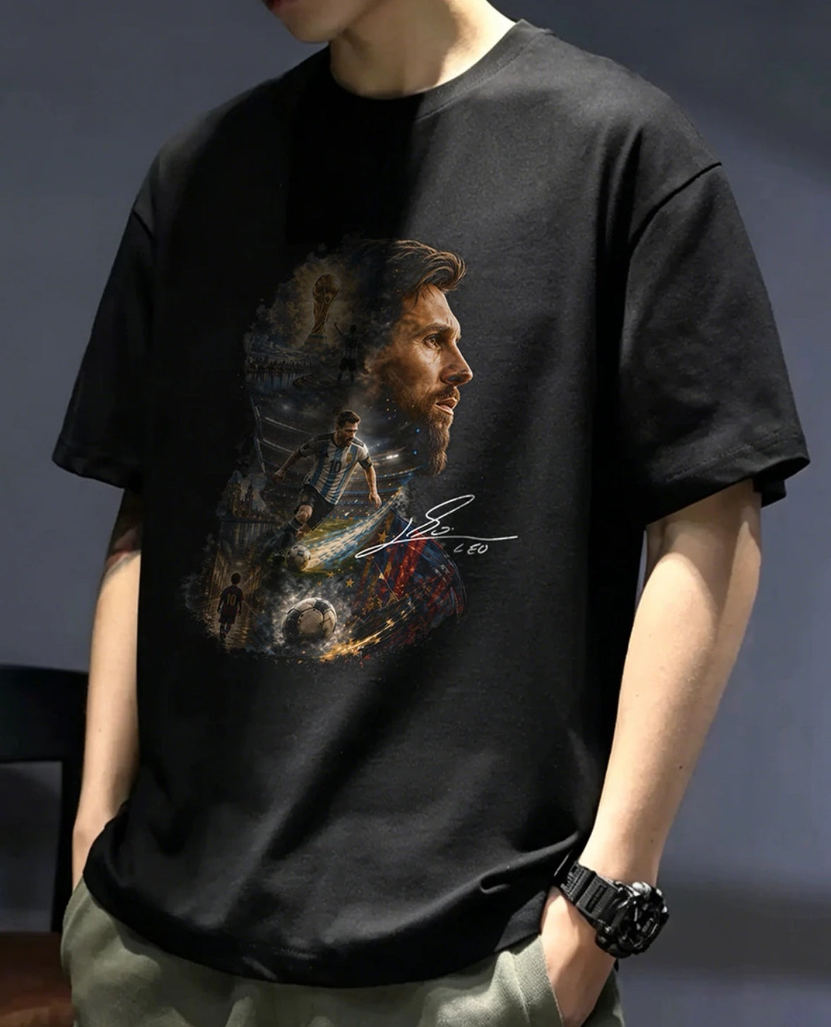 Summer 2026 New Arrivals: Messi 100% Cotton Breathable Signed T-Shirt