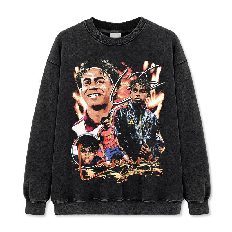 2026 New Yamal Print 260g Heavyweight 100% Cotton Relaxed-Fit Streetwear T-Shirt, Long-Sleeve Hoodie