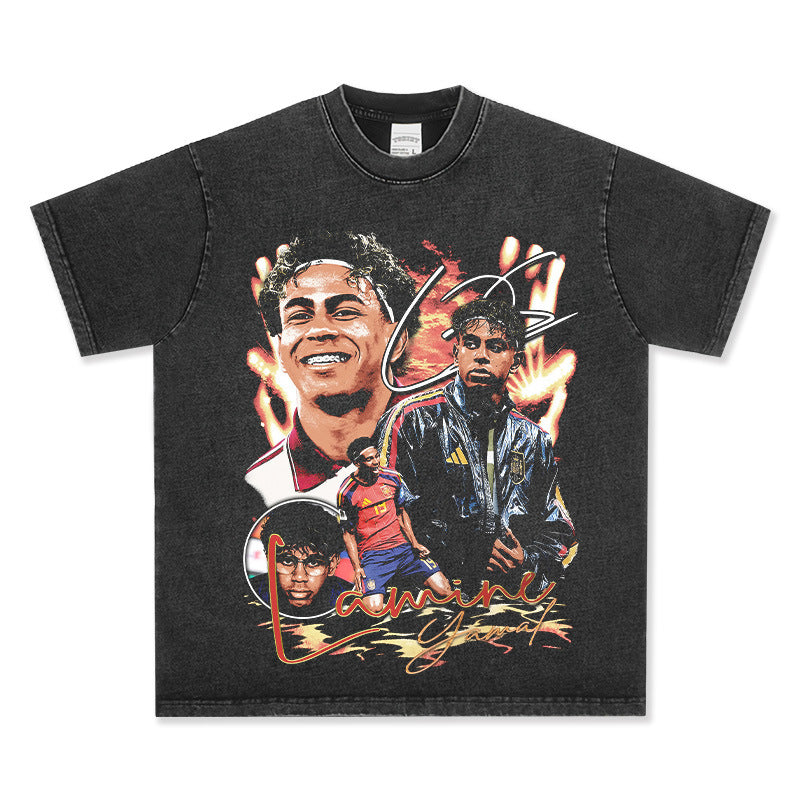 2026 New Yamal Print 260g Heavyweight 100% Cotton Relaxed-Fit Streetwear T-Shirt, Long-Sleeve Hoodie
