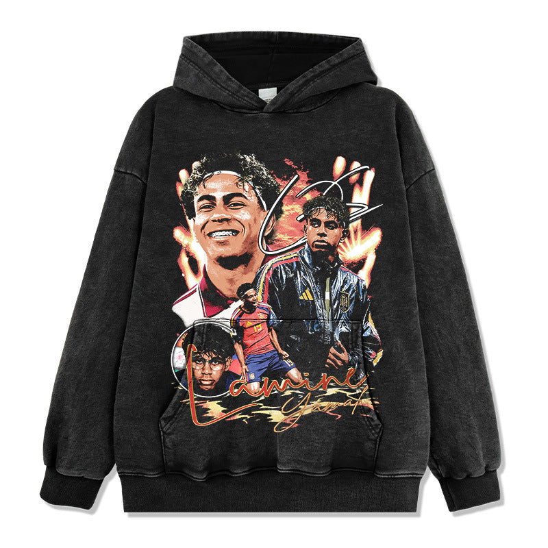 2026 New Yamal Print 260g Heavyweight 100% Cotton Relaxed-Fit Streetwear T-Shirt, Long-Sleeve Hoodie