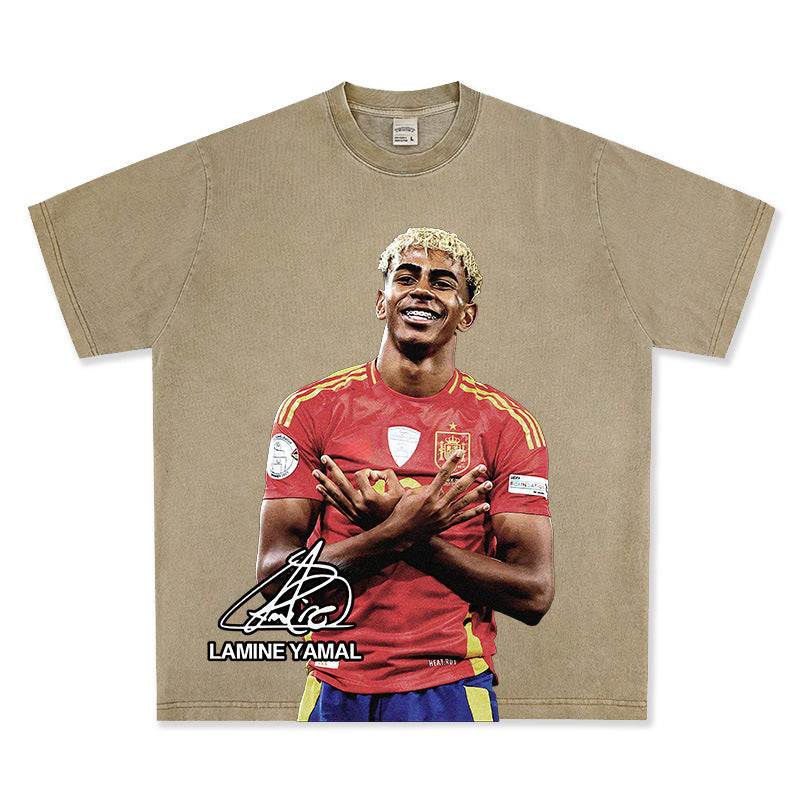 2026 New Yamal Printed, Washed, Distressed Heavyweight 100% Cotton Long-Sleeve T-Shirt