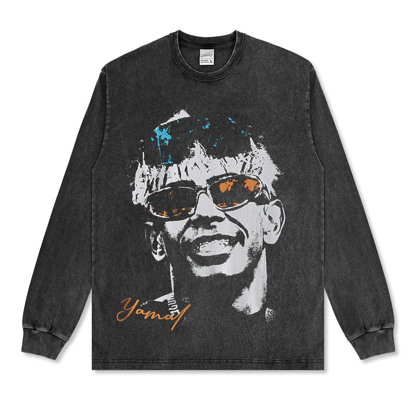 2026 New Yamal Printed 100% Cotton Vintage-Washed T-Shirts and Hoodies