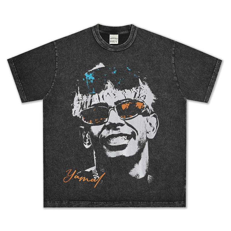2026 New Yamal Printed 100% Cotton Vintage-Washed T-Shirts and Hoodies