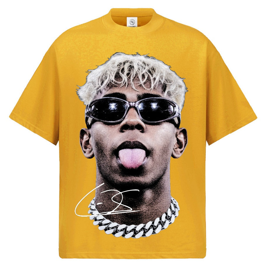 2026 New Yamal Portrait Print Washed, Distressed Streetwear Retro T-Shirt