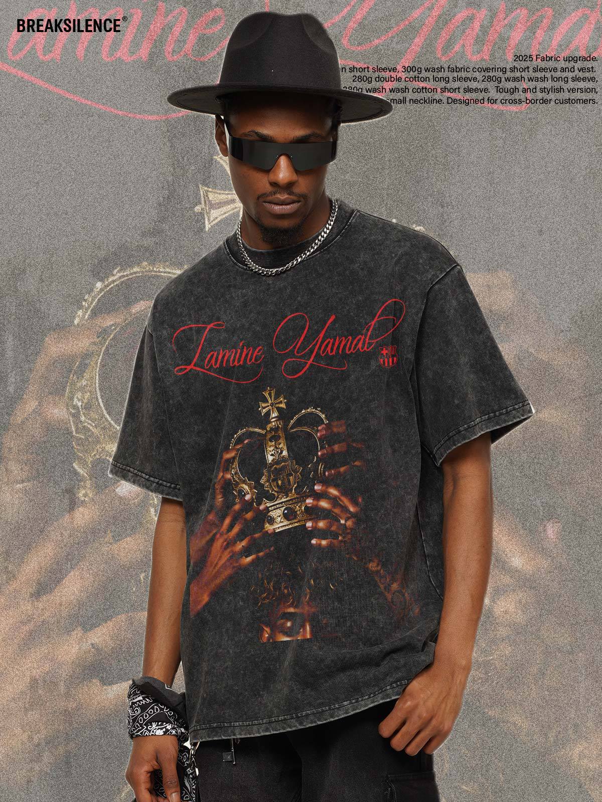 2026 New Yamal “Coronation” Vintage-Wash Heavyweight 100% Cotton T-Shirt