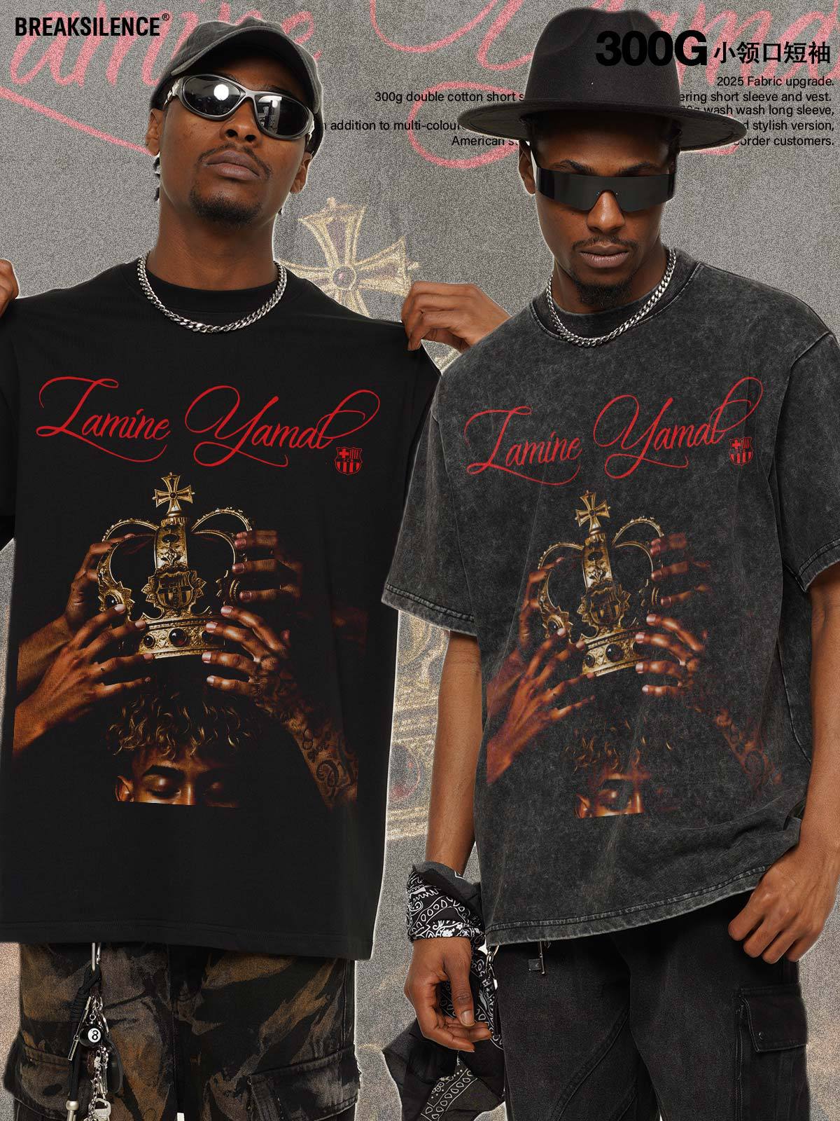 2026 New Yamal “Coronation” Vintage-Wash Heavyweight 100% Cotton T-Shirt