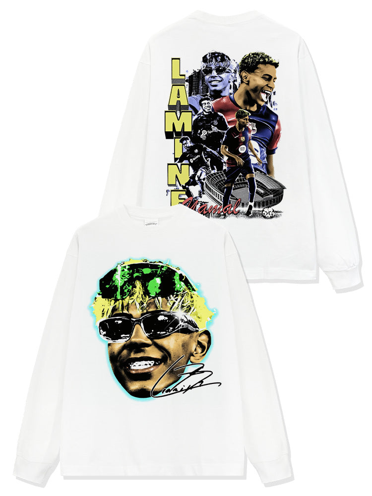 2026 New Yamal Star Print High-Street Fashion Brand T-Shirt, Long-Sleeve Hoodie