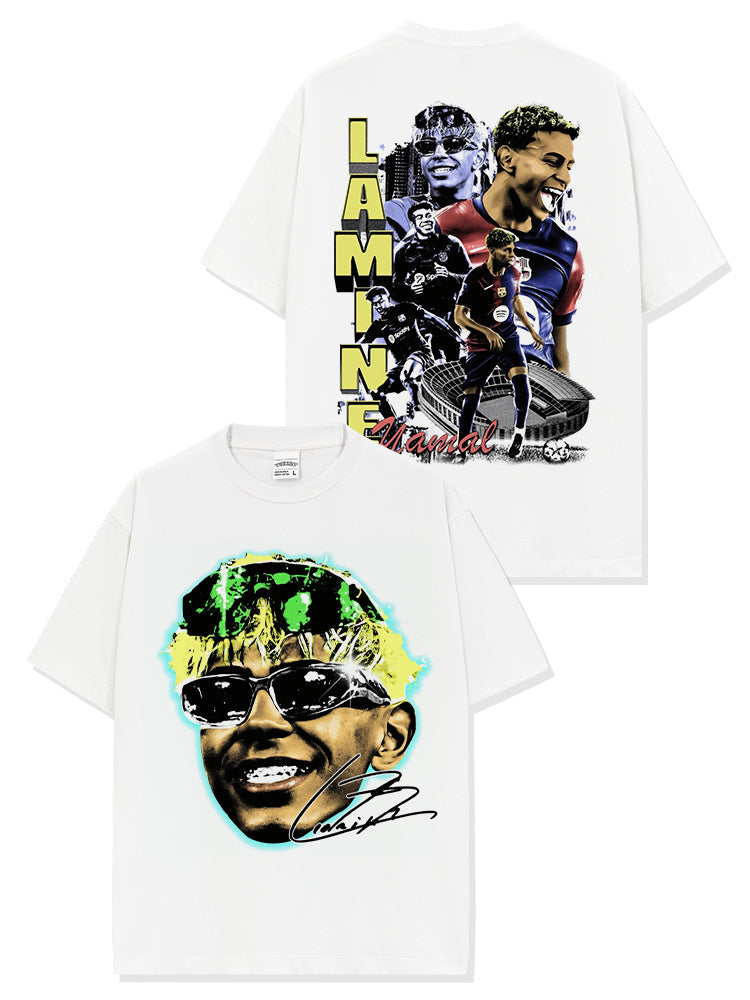 2026 New Yamal Star Print High-Street Fashion Brand T-Shirt, Long-Sleeve Hoodie
