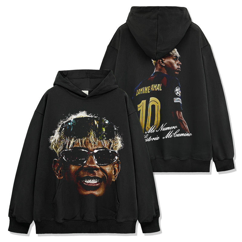 2026 New Yamal Distressed Soccer Print Fashion Brand T-Shirts, Long-Sleeve Sweatshirts, and Hoodies