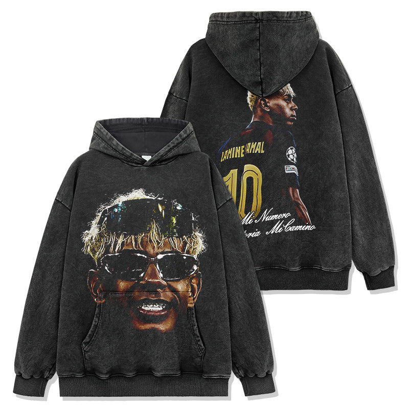 2026 New Yamal Distressed Soccer Print Fashion Brand T-Shirts, Long-Sleeve Sweatshirts, and Hoodies
