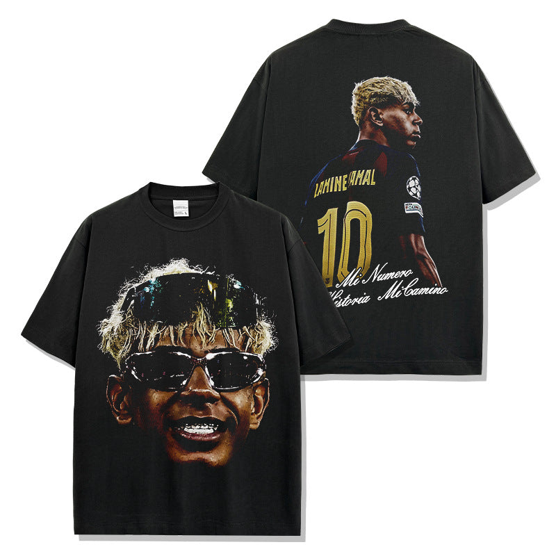 2026 New Yamal Distressed Soccer Print Fashion Brand T-Shirts, Long-Sleeve Sweatshirts, and Hoodies