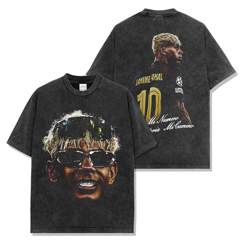 2026 New Yamal Distressed Soccer Print Fashion Brand T-Shirts, Long-Sleeve Sweatshirts, and Hoodies