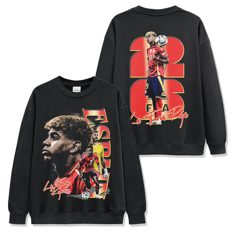 2026 New Yamal Vintage Distressed Washed Print Soccer T-Shirts, Sweatshirts, and Hoodies