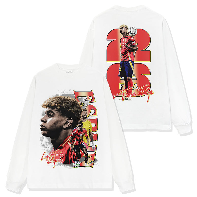 2026 New Yamal Vintage Distressed Washed Print Soccer T-Shirts, Sweatshirts, and Hoodies