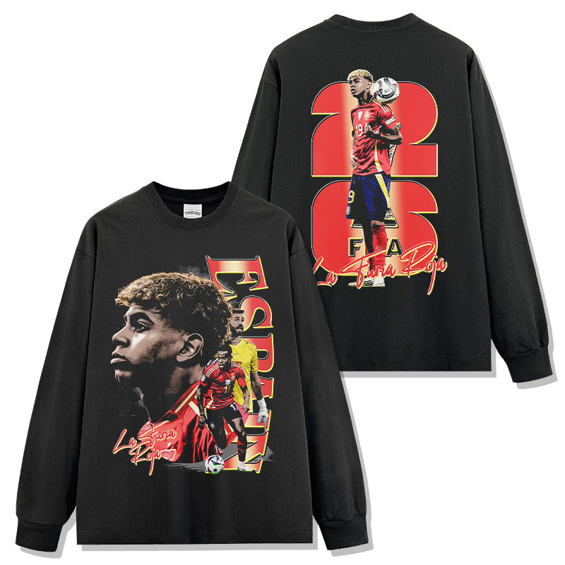 2026 New Yamal Vintage Distressed Washed Print Soccer T-Shirts, Sweatshirts, and Hoodies