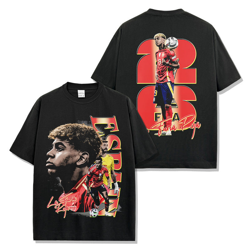 2026 New Yamal Vintage Distressed Washed Print Soccer T-Shirts, Sweatshirts, and Hoodies