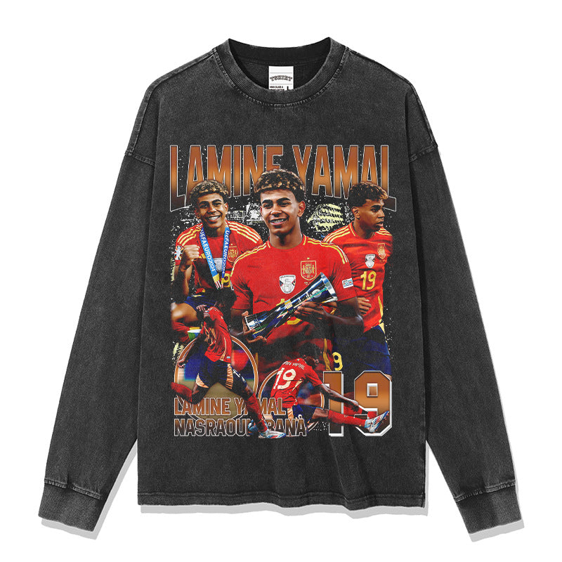 2026 New Yamal Printed High-Street Washed Heavyweight 100% Cotton T-Shirts, Sweatshirts, and Hoodies