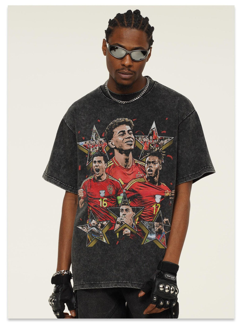 2026 New Yamal T-Shirt: Retro, Heavyweight, 100% Cotton, Washed and Distressed, Small Neckline