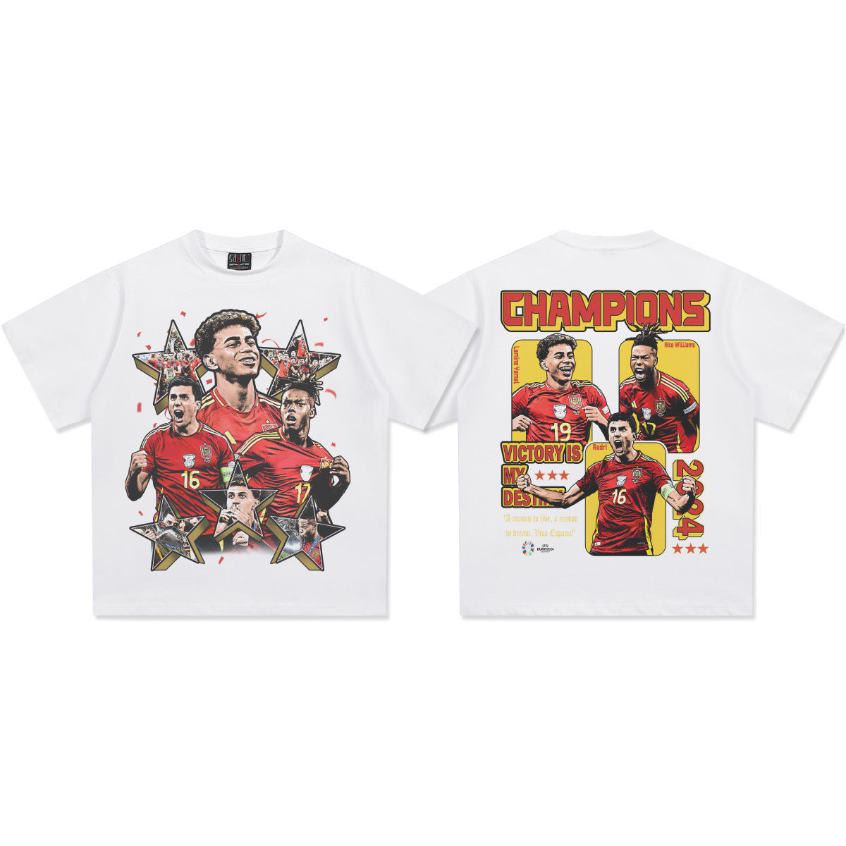 2026 New Yamal T-Shirt: Retro, Heavyweight, 100% Cotton, Washed and Distressed, Small Neckline