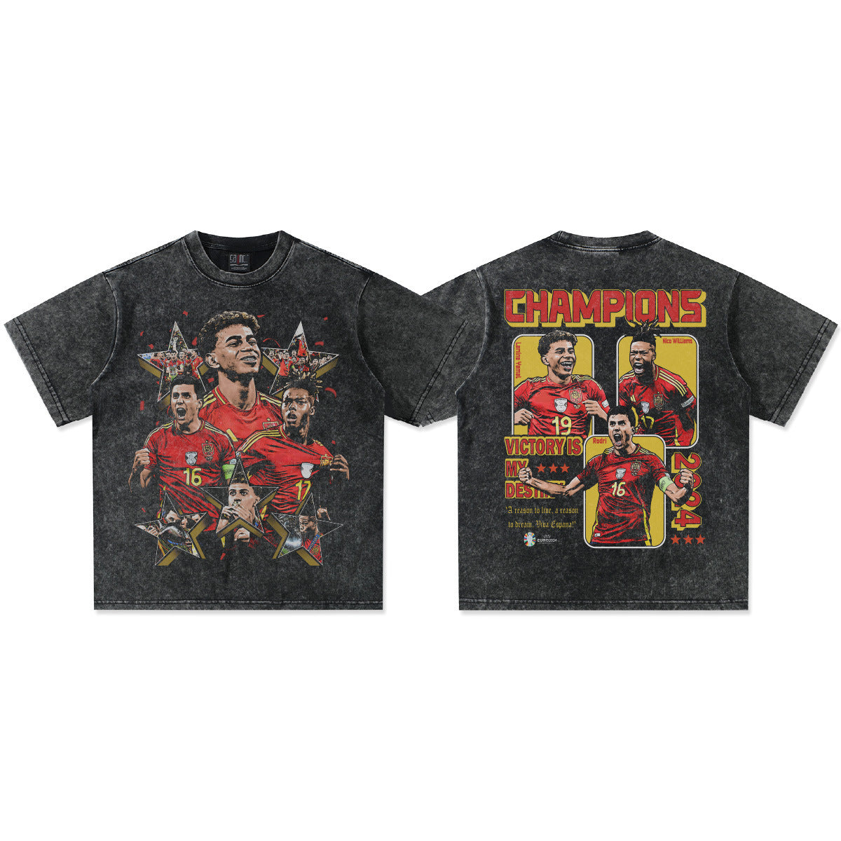 2026 New Yamal T-Shirt: Retro, Heavyweight, 100% Cotton, Washed and Distressed, Small Neckline