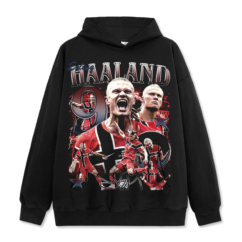 Manchester City Haaland Print Washed Vintage Hoodie