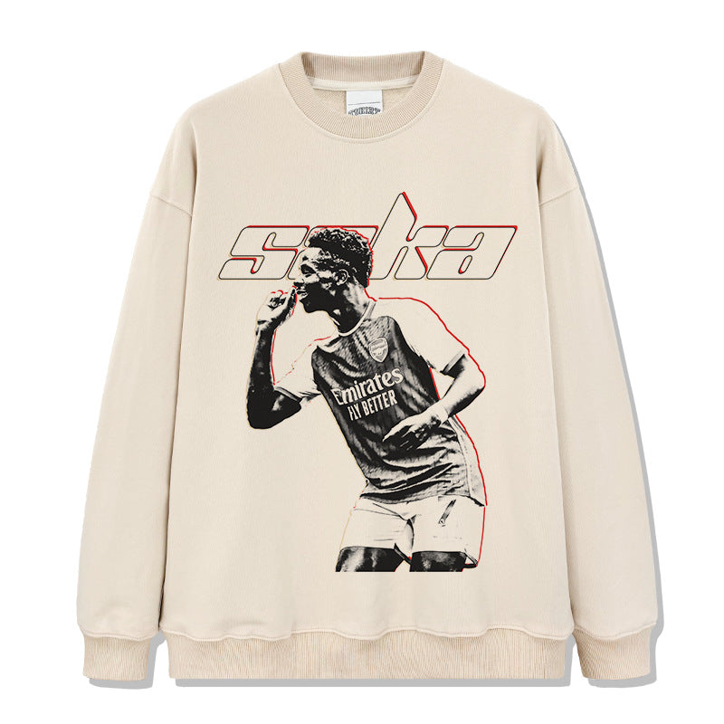 Saka Retro Print Crewneck Sweatshirt