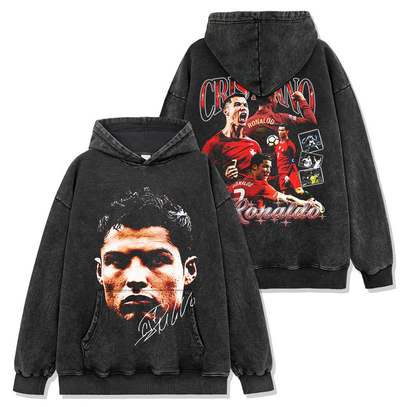Cristiano Ronaldo Distressed, Washed Vintage Hoodie