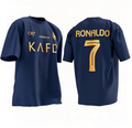 Riyadh Victory Cristiano Ronaldo No. 7 Short-Sleeve T-Shirt with Gold Foil Embroidery