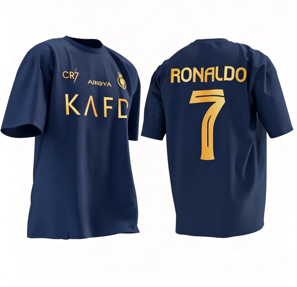 Riyadh Victory Cristiano Ronaldo No. 7 Short-Sleeve T-Shirt with Gold Foil Embroidery