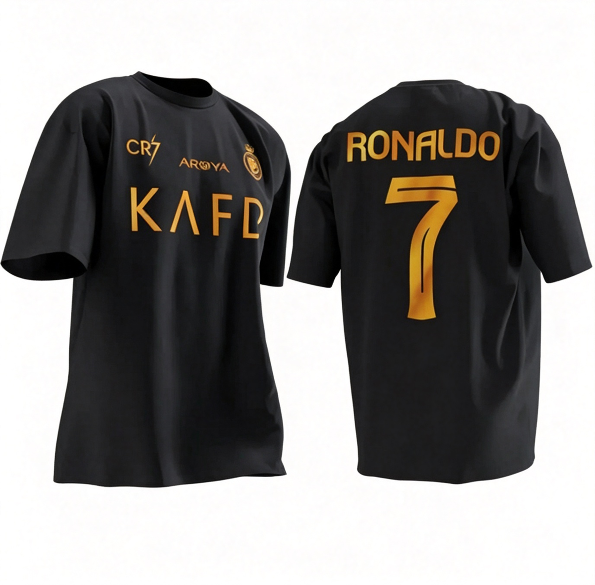 Riyadh Victory Cristiano Ronaldo No. 7 Short-Sleeve T-Shirt with Gold Foil Embroidery