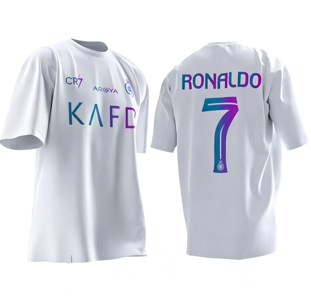 Riyadh Victory Cristiano Ronaldo No. 7 Short-Sleeve T-Shirt with Gold Foil Embroidery