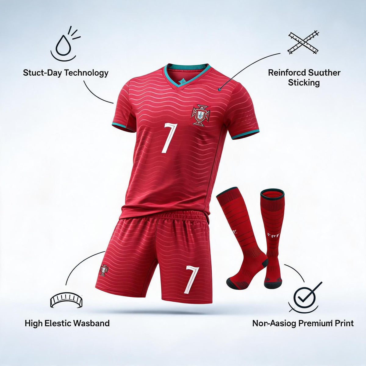2627 World Cup Cristiano Ronaldo Portugal No. 7 Jersey Set