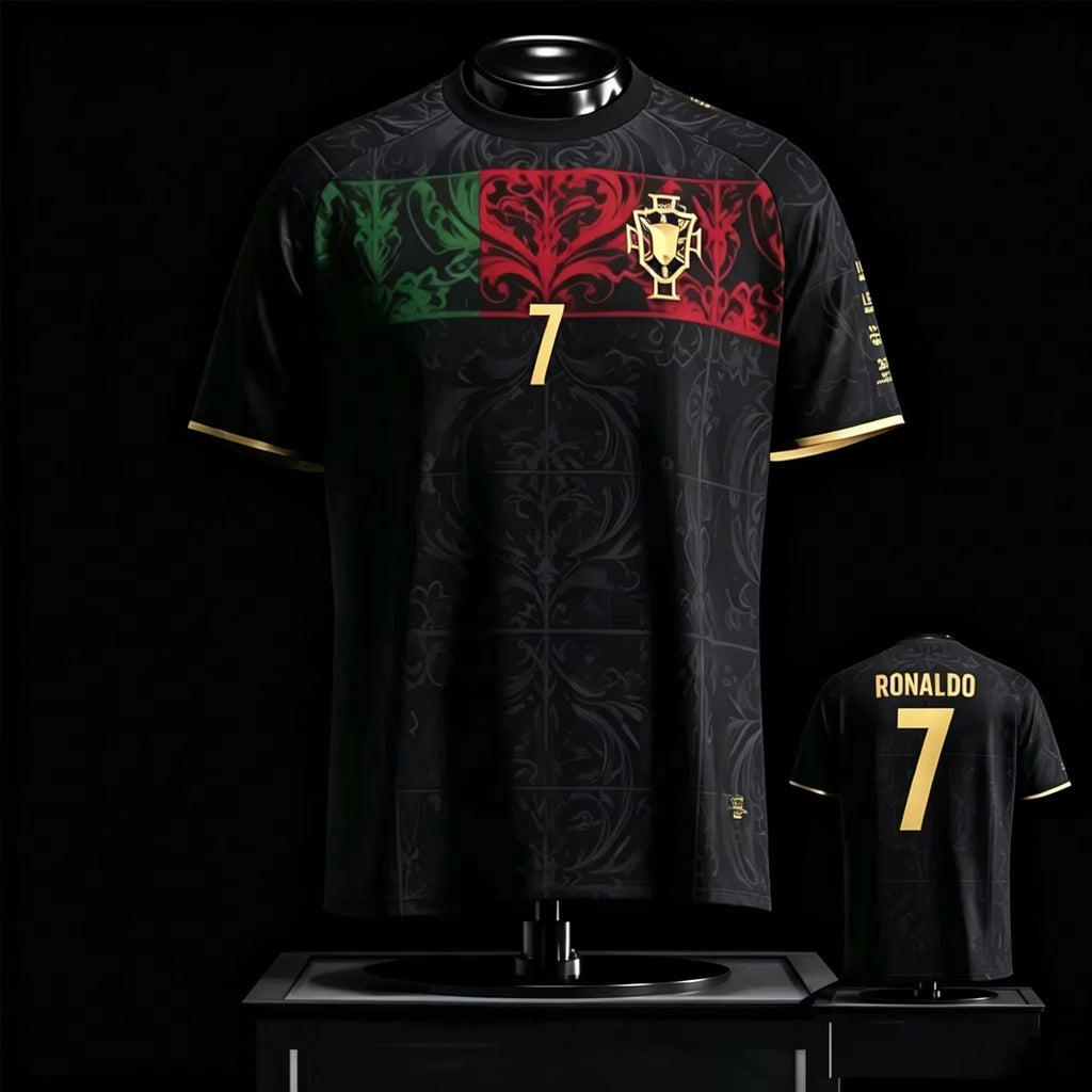 Cristiano Ronaldo Commemorative Black and Gold Jersey