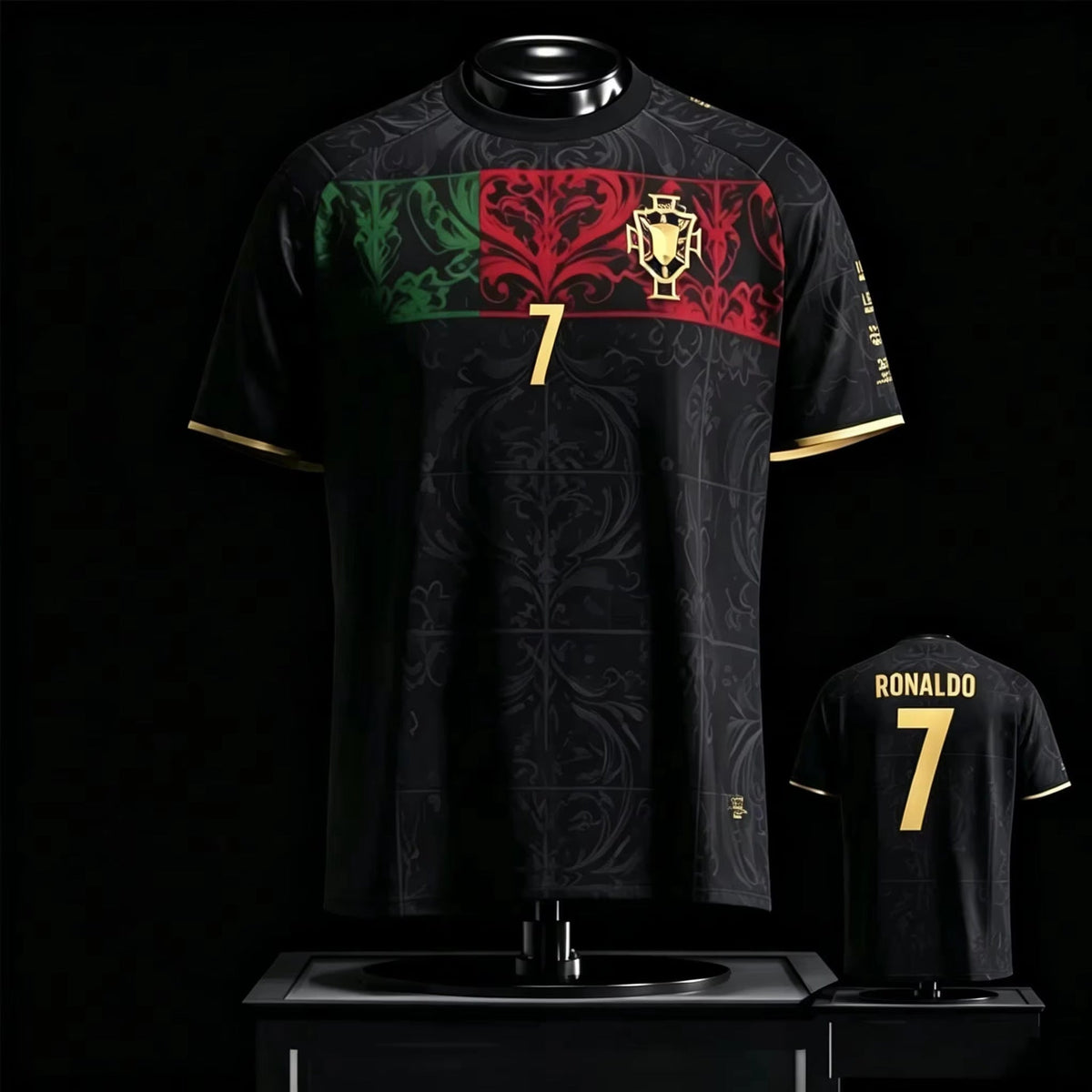 Cristiano Ronaldo Commemorative Black and Gold Jersey