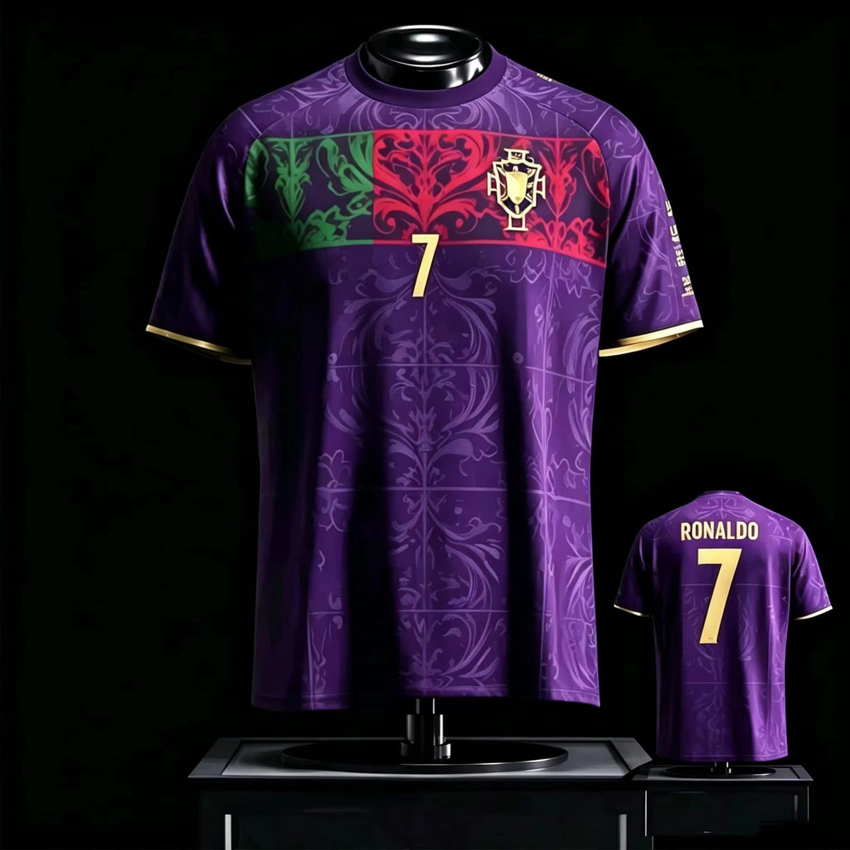 Cristiano Ronaldo Commemorative Black and Gold Jersey